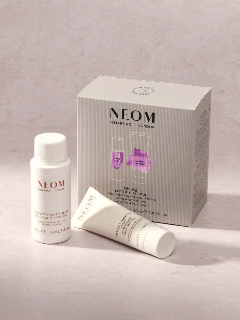 NEOM Better Sleep Duo gift set with bath milk and body butter (British brand)