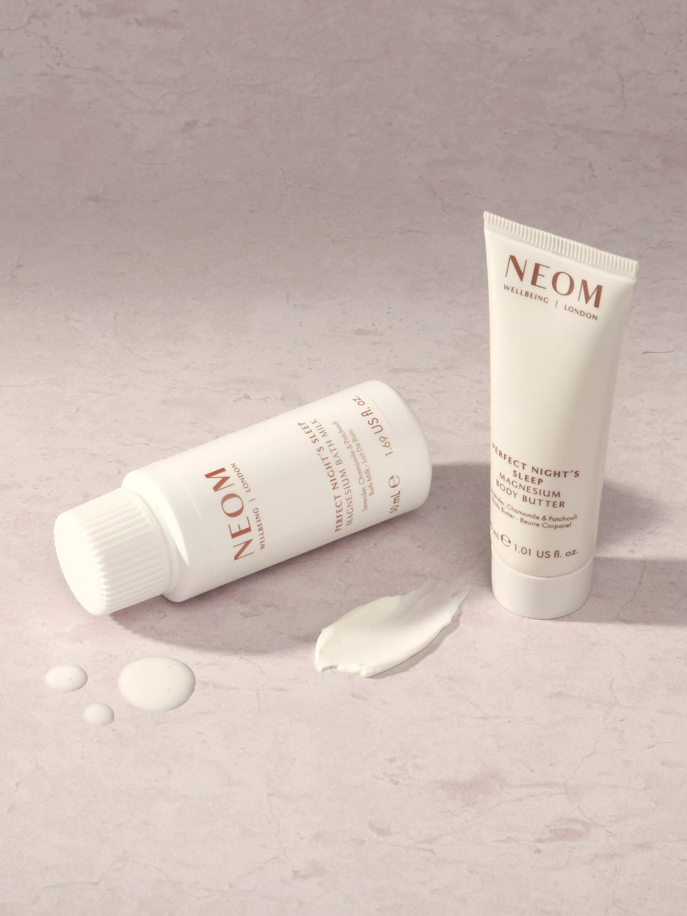 NEOM Better Sleep Duo gift set with bath milk and body butter (British brand)