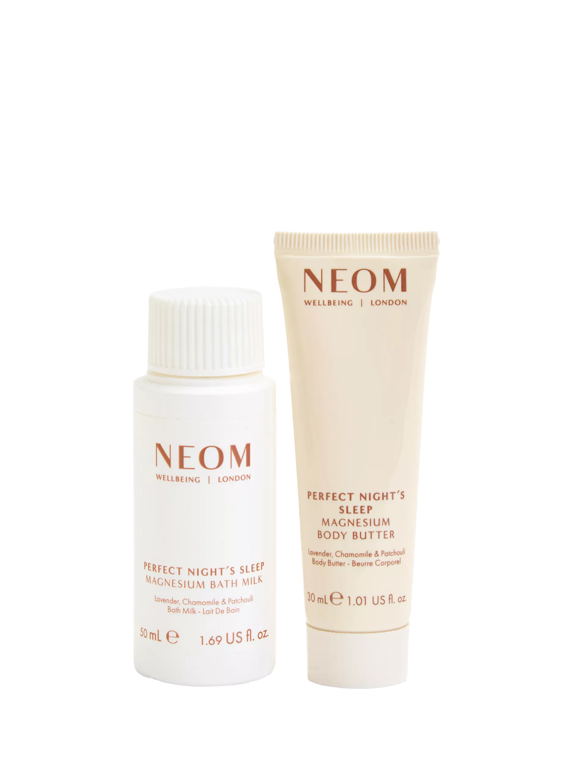 NEOM Better Sleep Duo gift set with bath milk and body butter (British brand)