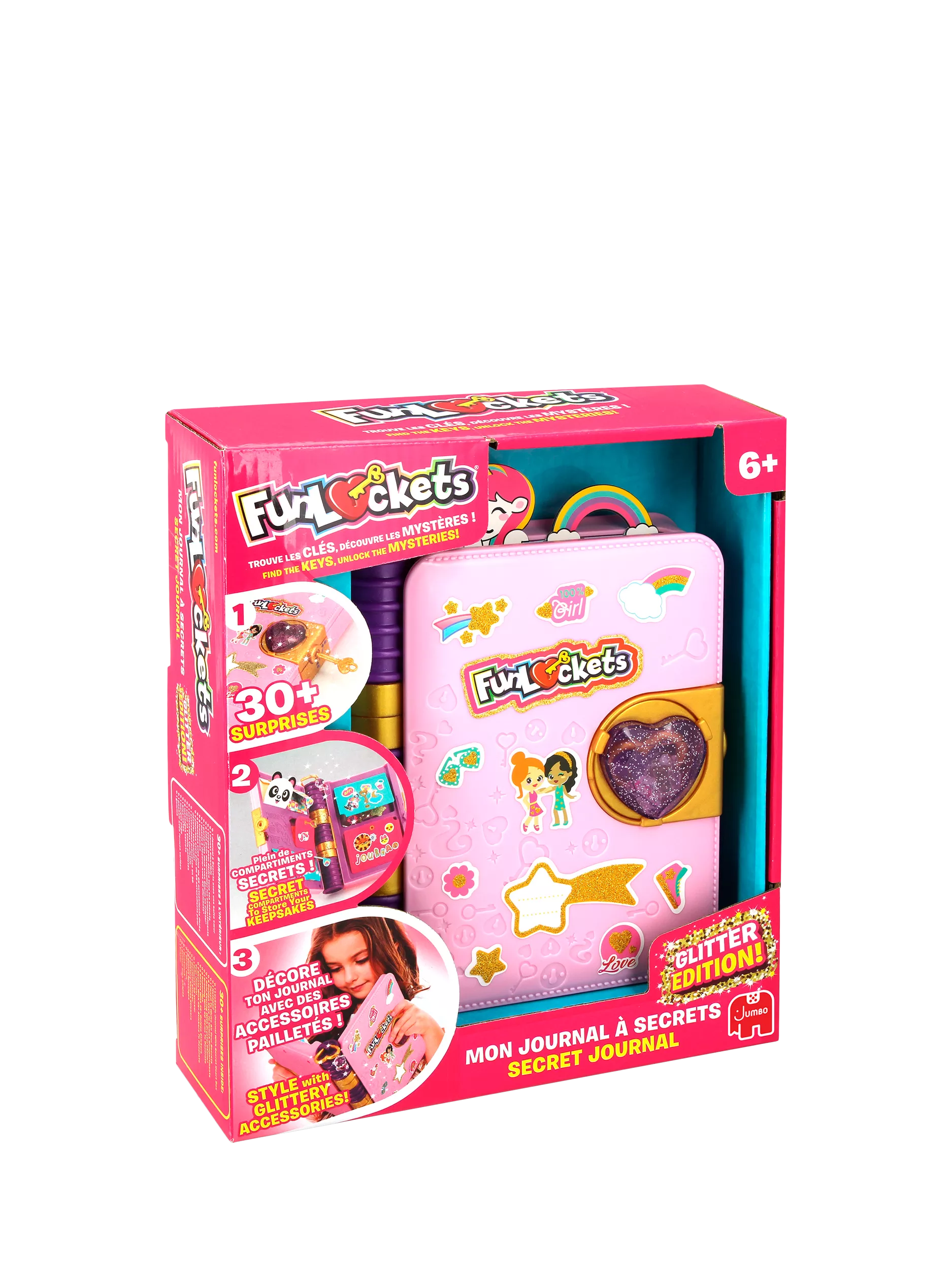 FunLockets glitter secret journal with surprises, UK version