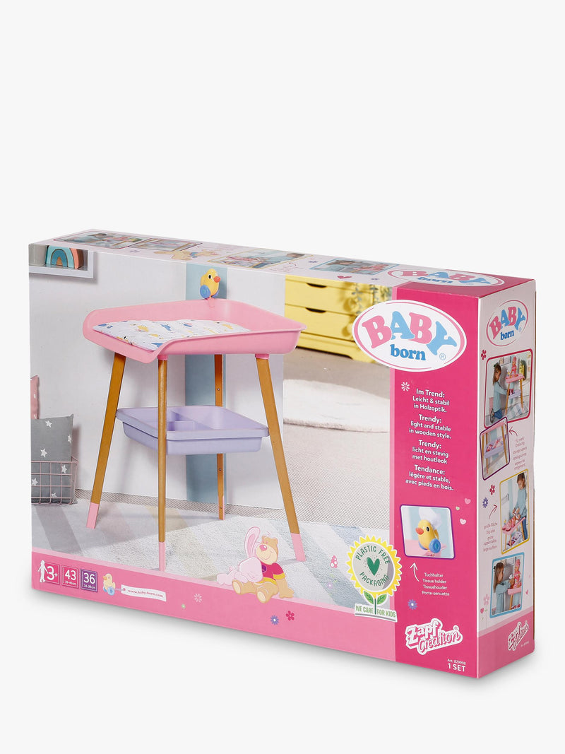 Baby Born doll changing table with mat and tissue dispenser, imported from the UK