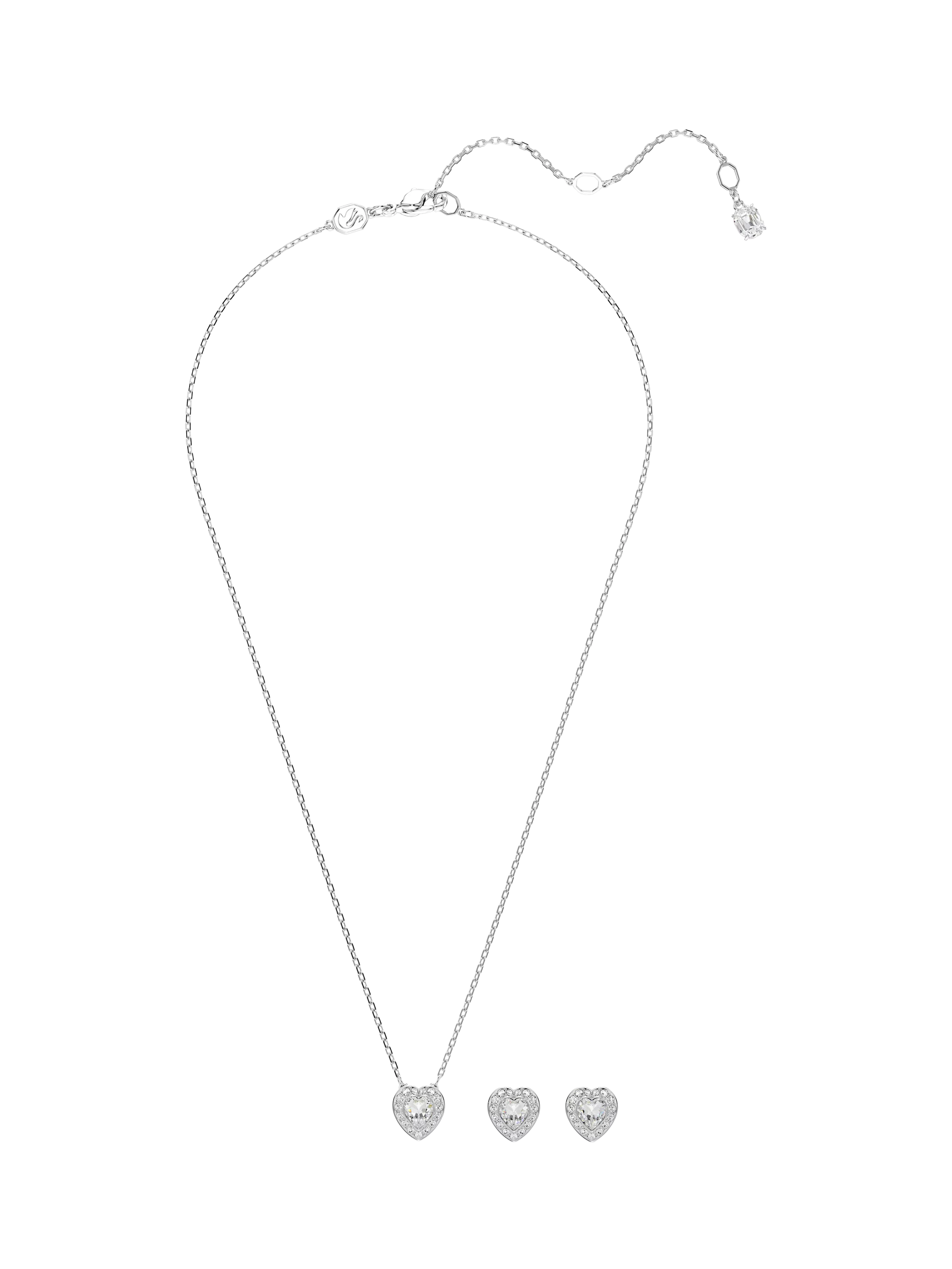Swarovski crystal heart pendant and earrings set rhodium plated (British brand)