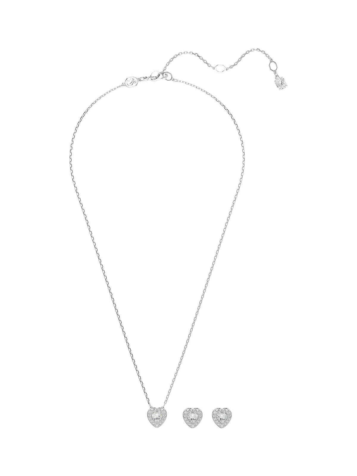 Swarovski crystal heart pendant and earrings set rhodium plated (British brand)
