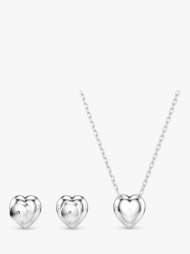 Swarovski crystal heart pendant and earrings set rhodium plated (British brand)