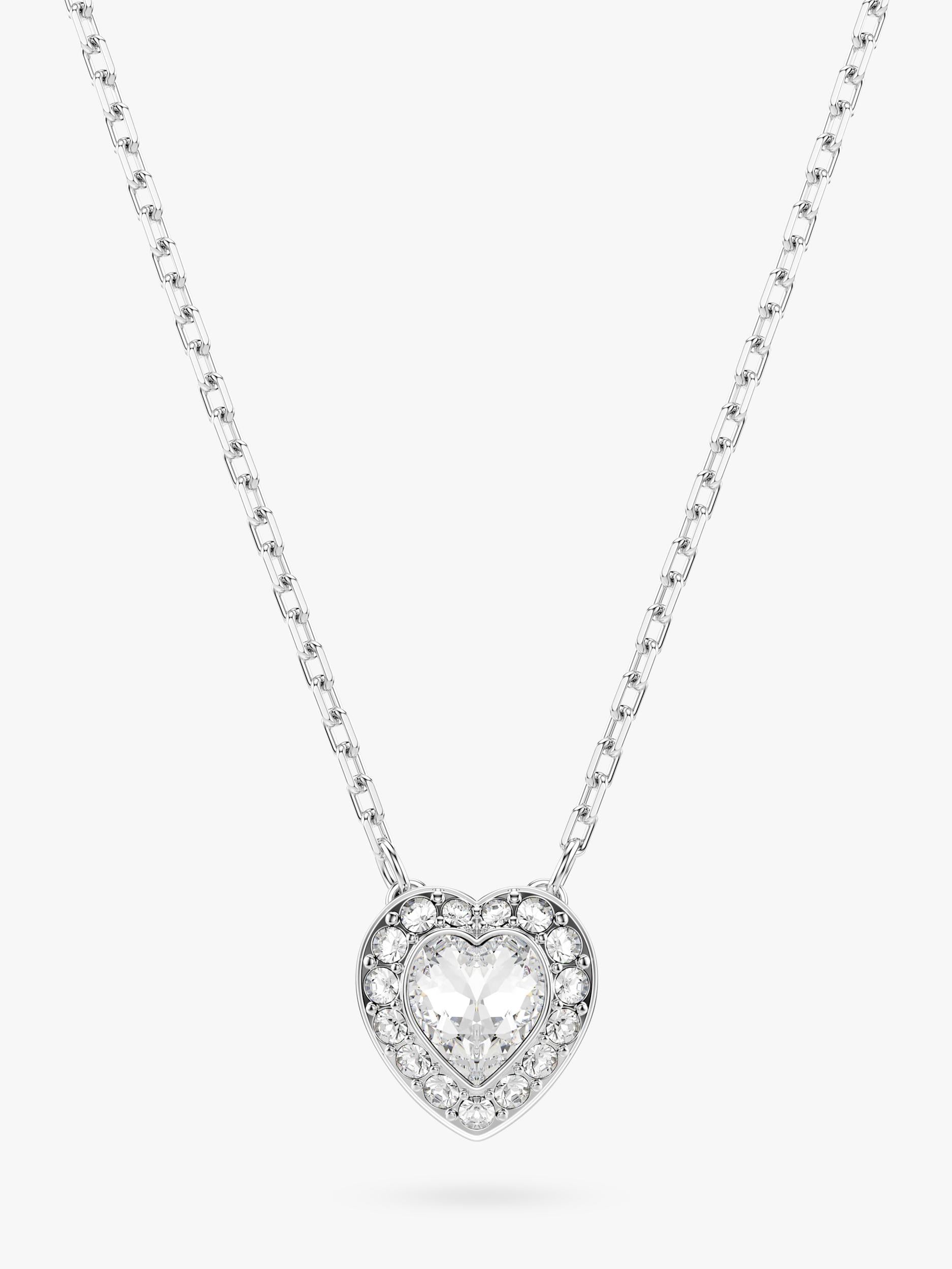 Swarovski crystal heart pendant and earrings set rhodium plated (British brand)
