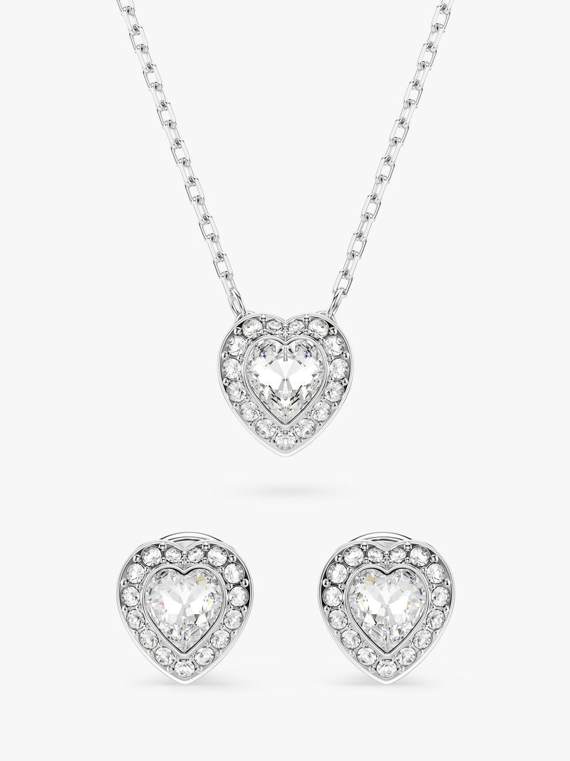 Swarovski crystal heart pendant and earrings set rhodium plated (British brand)
