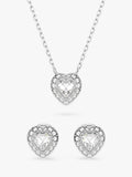 Swarovski crystal heart pendant and earrings set rhodium plated (British brand)