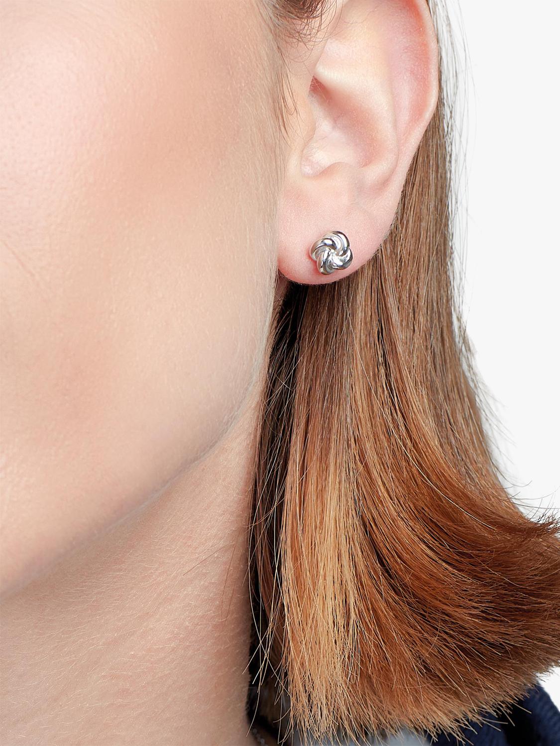 Kit Heath Marina Tide knot stud earrings in silver, UK version