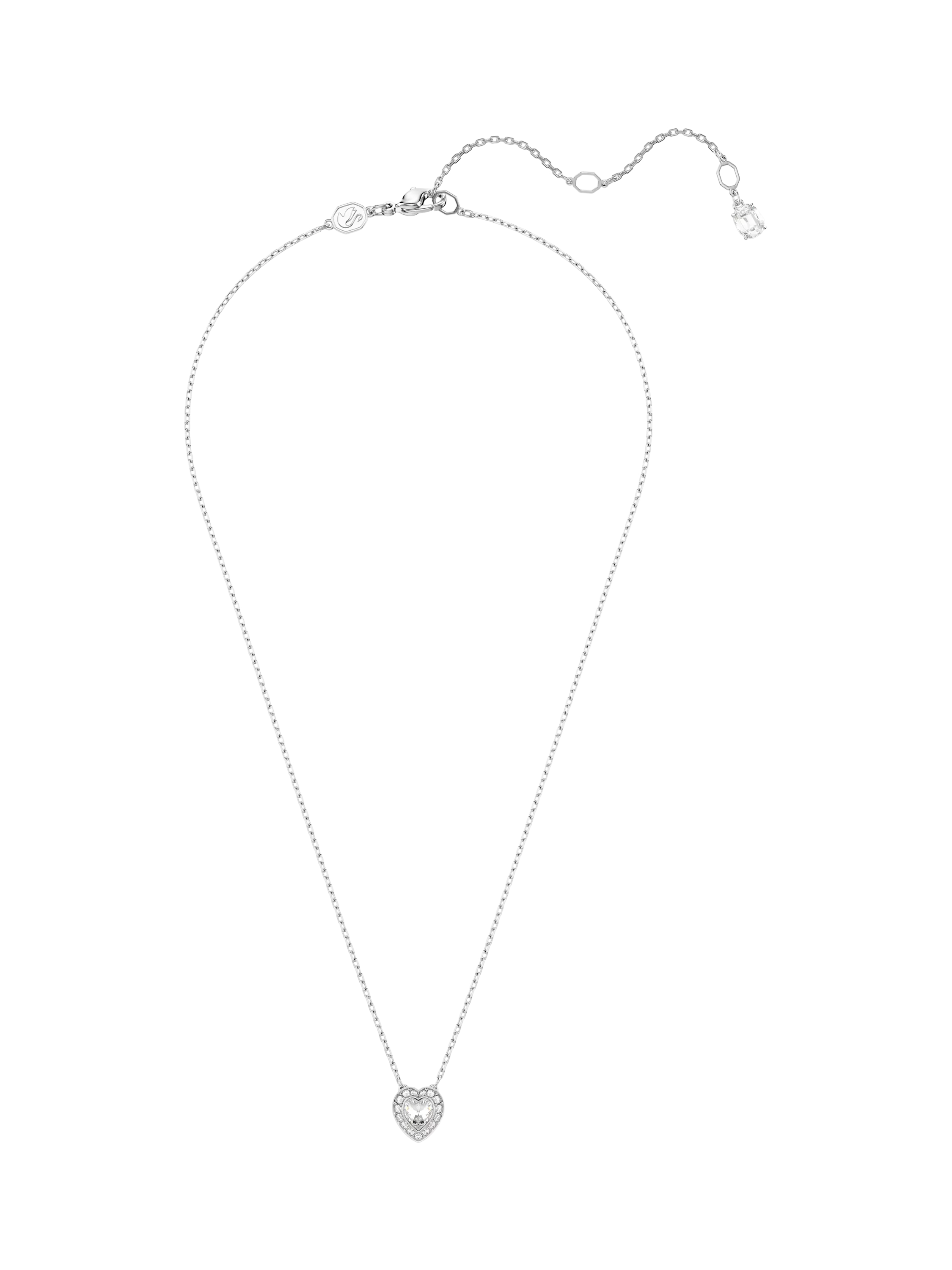 Swarovski crystal heart pendant necklace rhodium plated, imported from the UK