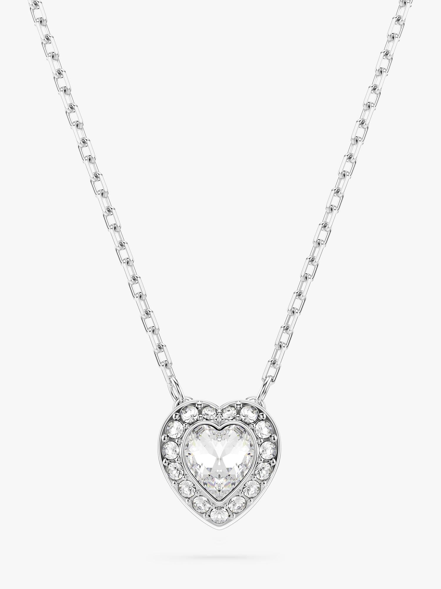Swarovski crystal heart pendant necklace rhodium plated, imported from the UK