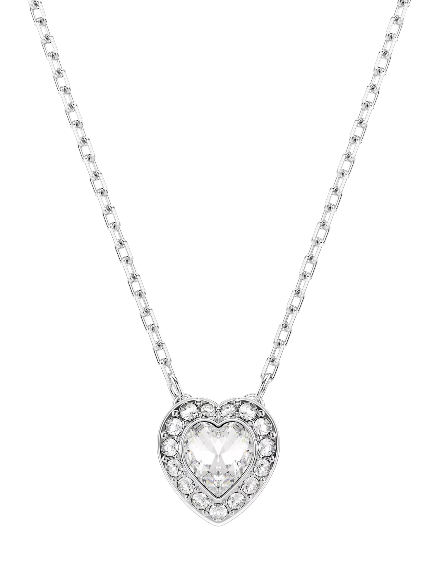Swarovski crystal heart pendant necklace rhodium plated, imported from the UK
