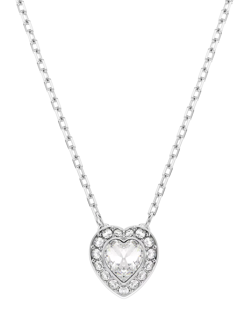 Swarovski crystal heart pendant necklace rhodium plated, imported from the UK