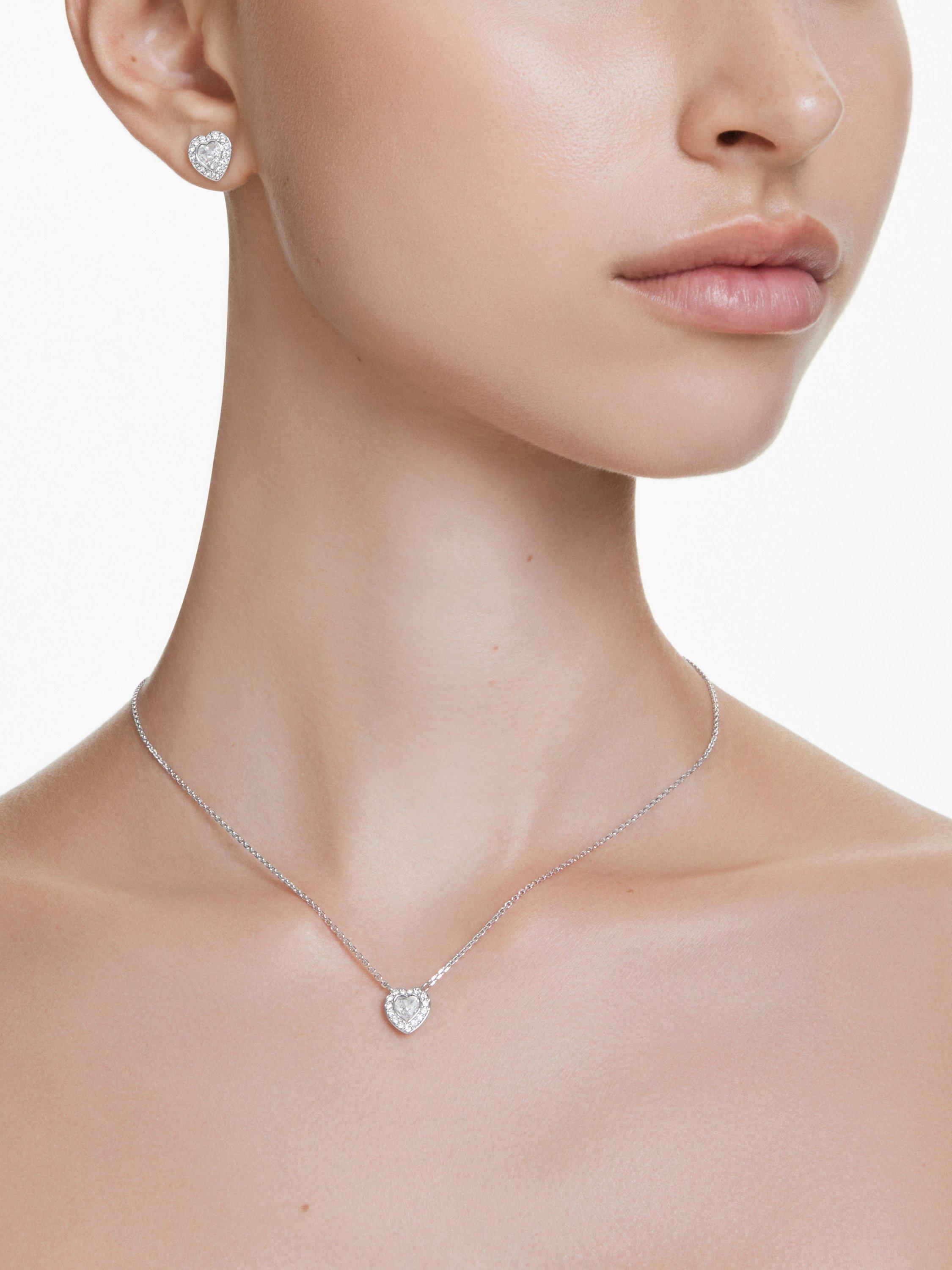 Swarovski crystal heart pendant necklace rhodium plated, imported from the UK