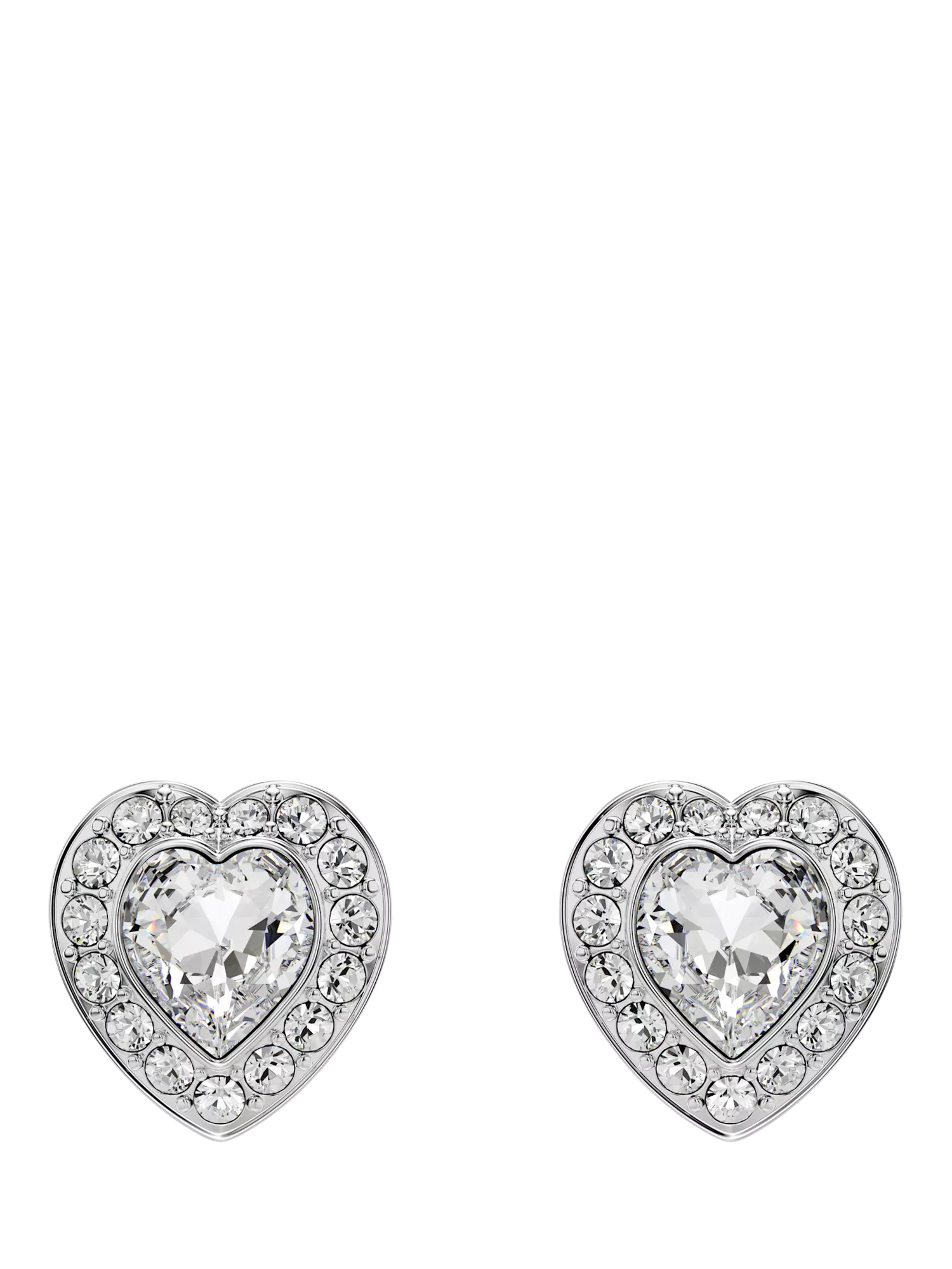 Swarovski crystal heart stud earrings rhodium plated 1cm, UK version