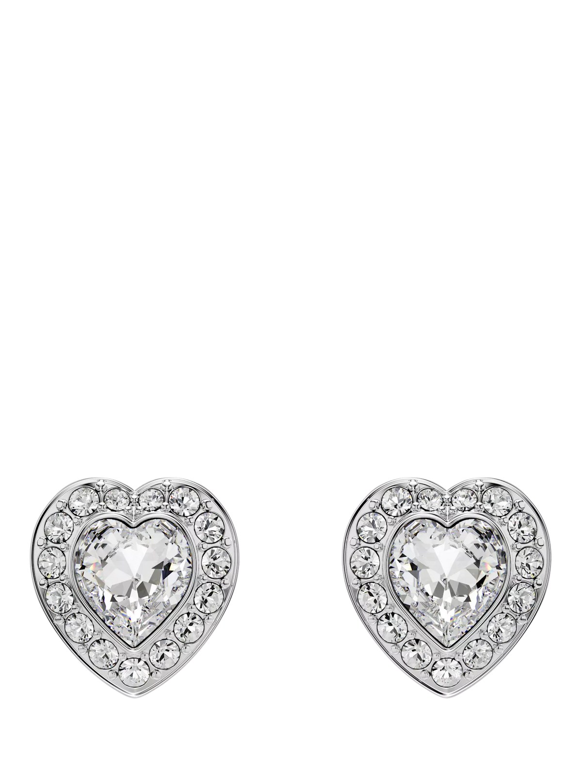 Swarovski crystal heart stud earrings rhodium plated 1cm, UK version