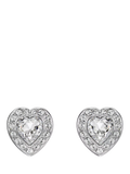 Swarovski crystal heart stud earrings rhodium plated 1cm, UK version
