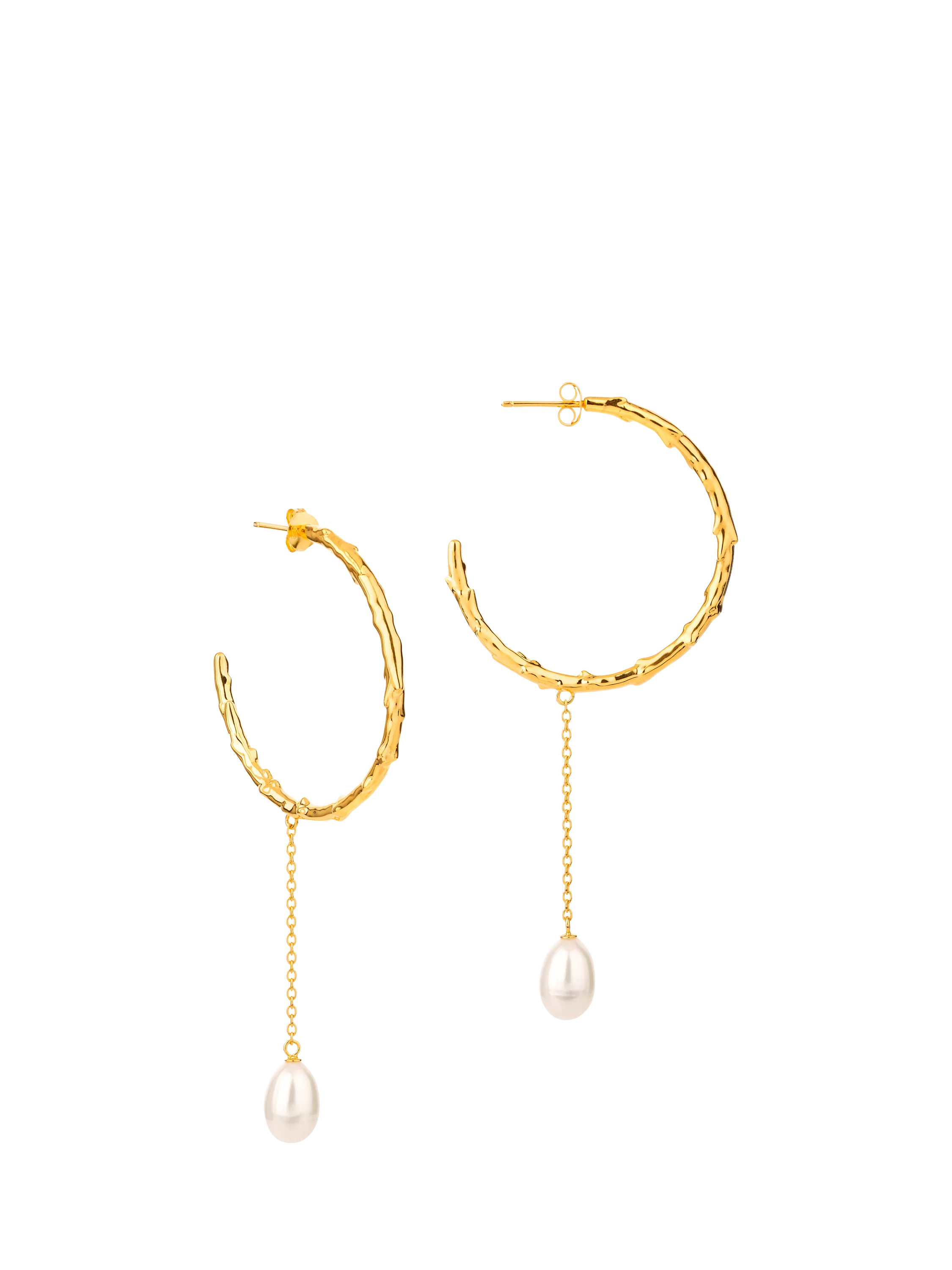 Claudia Bradby Reykjavik textured hoop earrings with pearl drop (British brand)