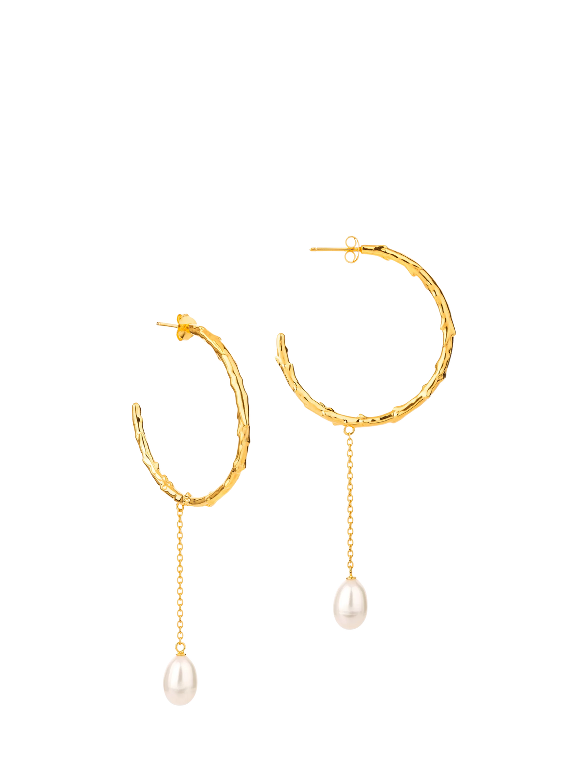 Claudia Bradby Reykjavik textured hoop earrings with pearl drop (British brand)