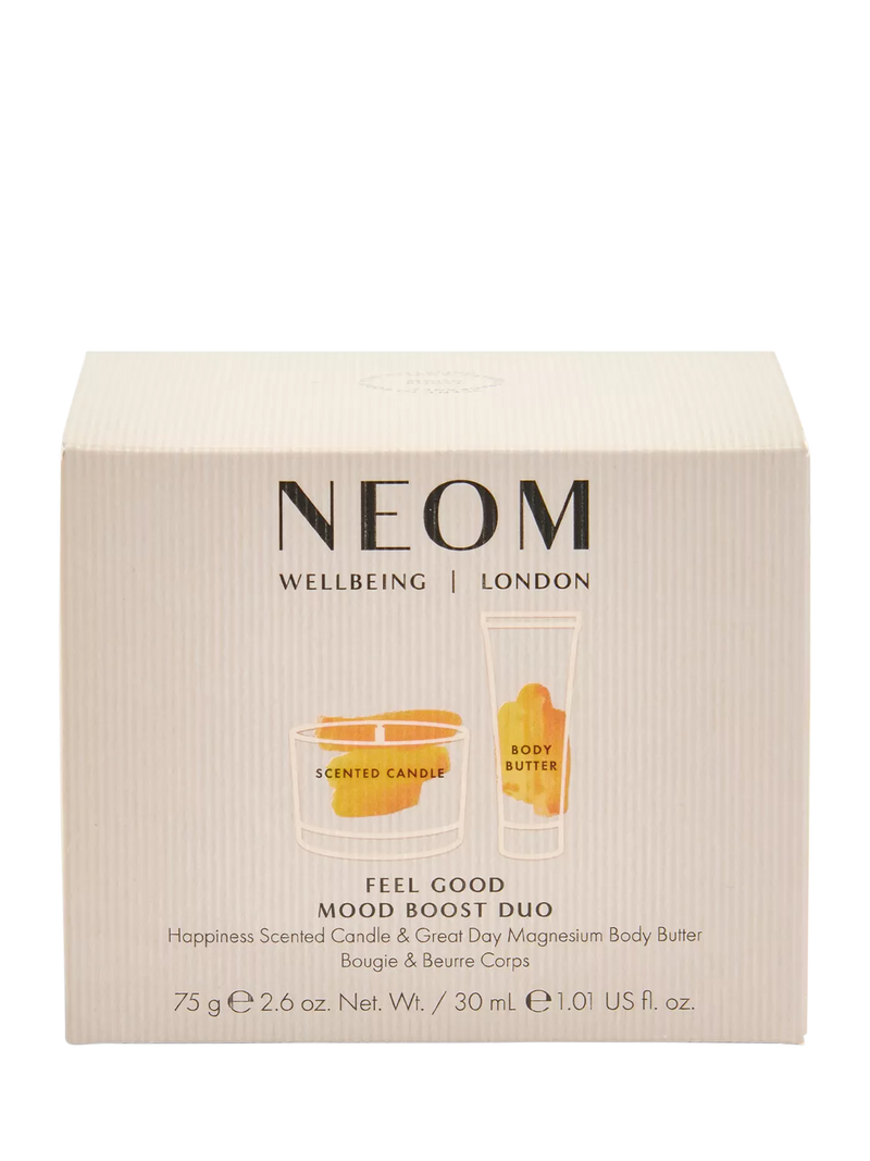 NEOM gift set with candle and body butter, imported from the UK