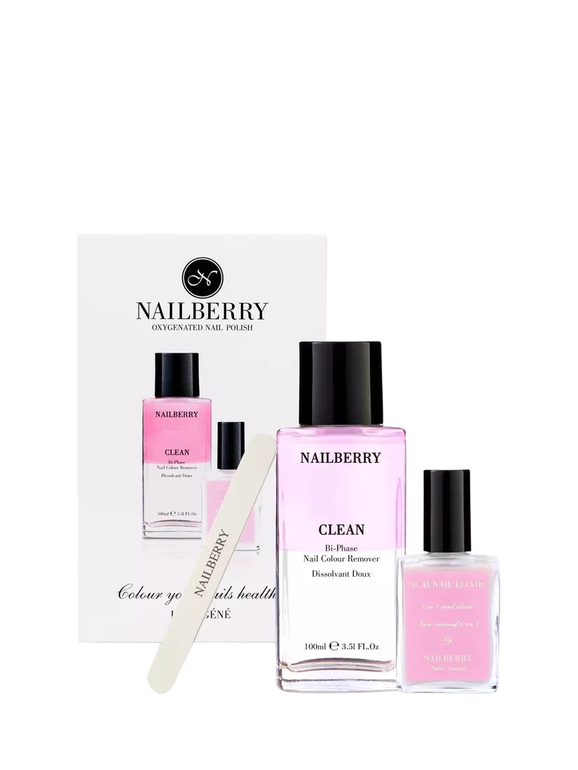 Nailberry nail gift set with remover elixir and file, UK version
