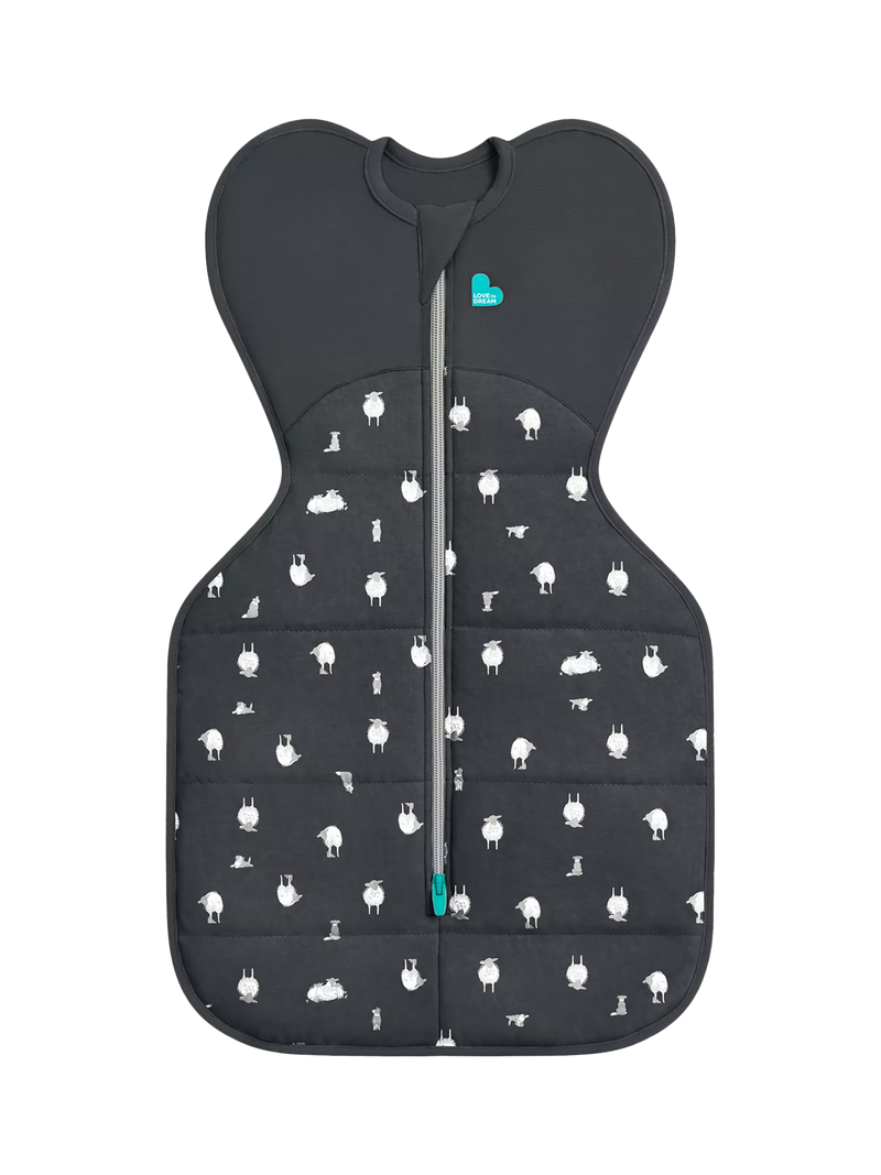 Love to Dream Swaddle Up Organic Cotton & Merino Wool Baby Sleeping Bag, 2.5 Tog, Charcoal