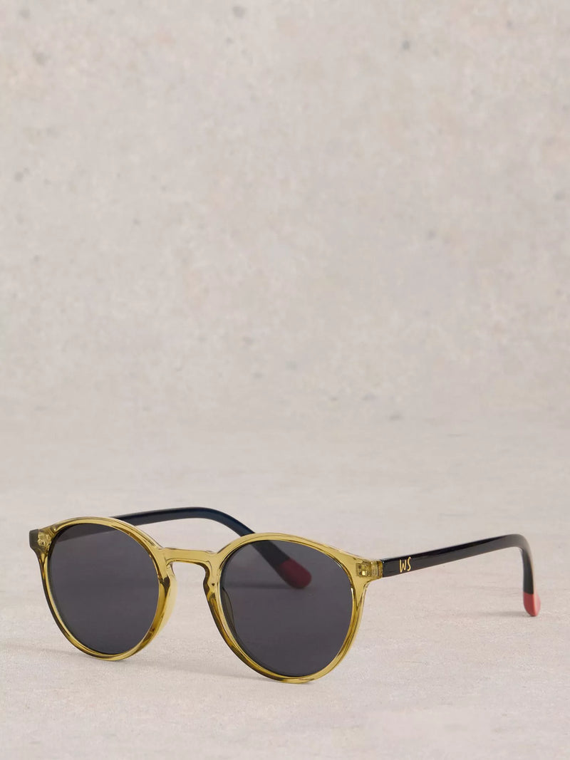 White Stuff preppy round sunglasses khaki green - British product