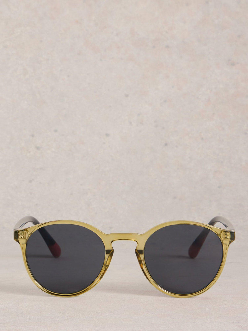 White Stuff preppy round sunglasses khaki green - British product