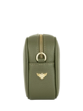 Apatchy London olive leather cross body bag with tassel (British brand)