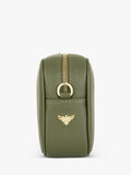 Apatchy London olive leather cross body bag with tassel (British brand)