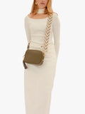 Apatchy London olive leather cross body bag with tassel (British brand)