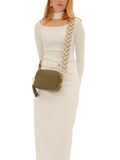 Apatchy London olive leather cross body bag with tassel (British brand)