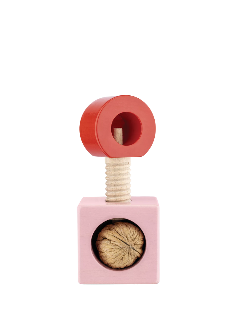 Alessi beech wood nutcracker in pink and red - British product