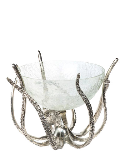 John Lewis Culinary Concepts Octopus Aluminium Stand and Glass Crackle Bowl- Buy online at McGrocer
