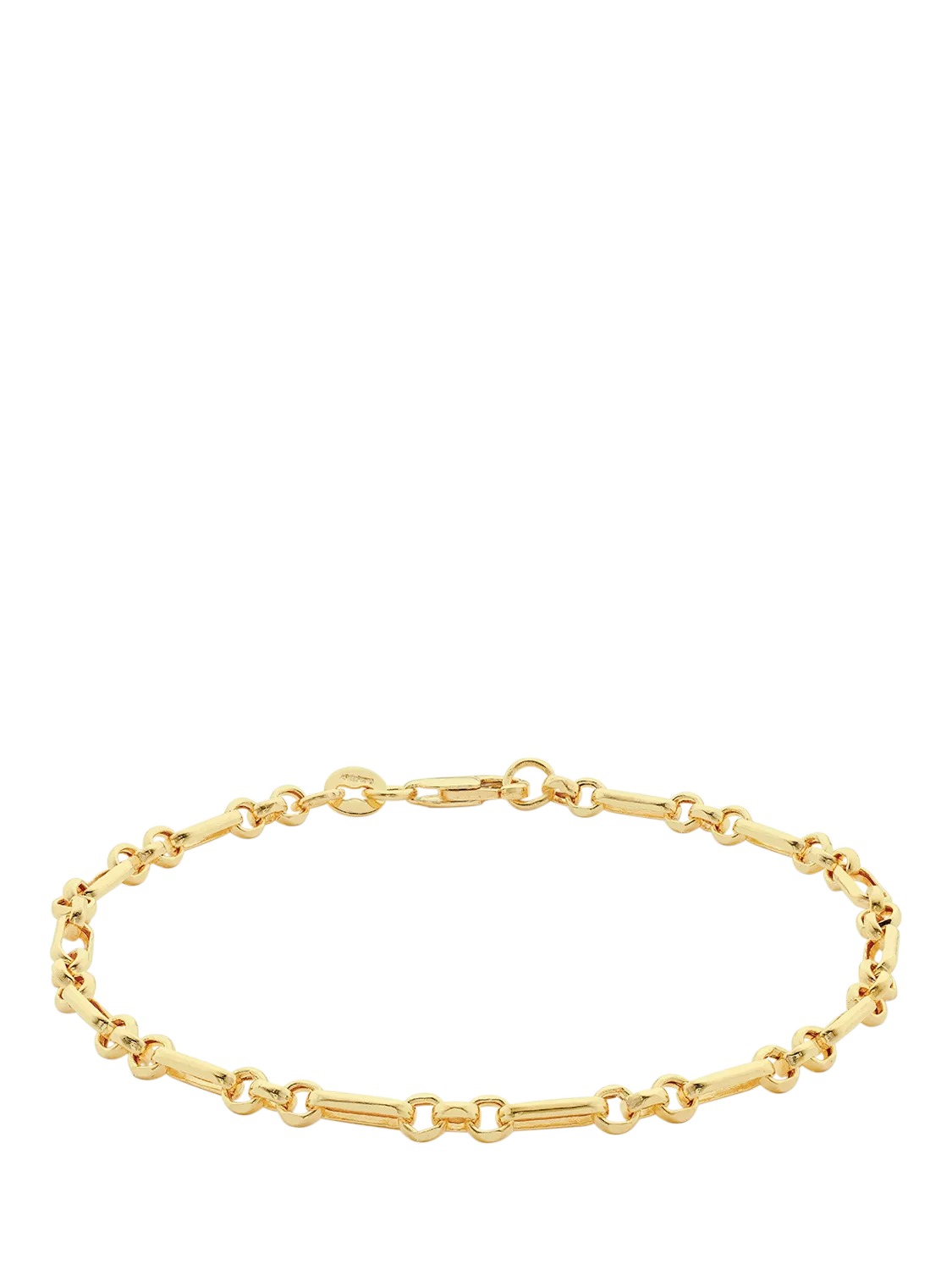 IBB 18ct yellow gold diamond cut Figaro chain bracelet 19cm (British brand)