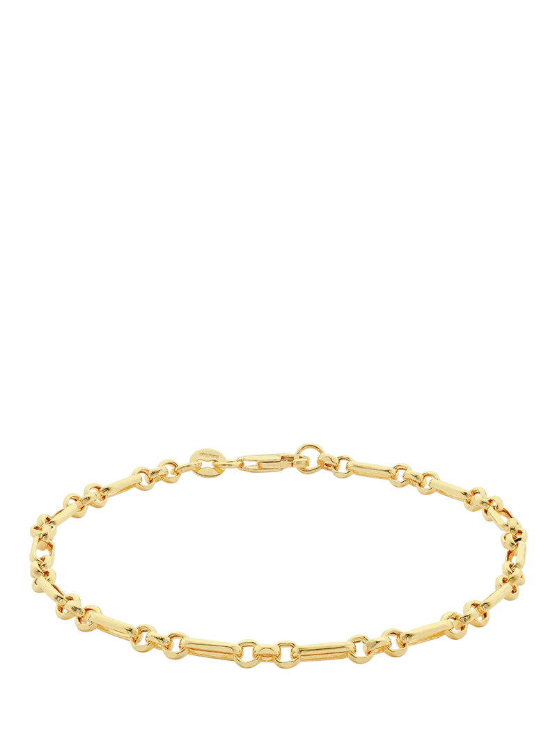 IBB 18ct yellow gold diamond cut Figaro chain bracelet 19cm (British brand)