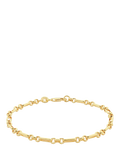IBB 18ct yellow gold diamond cut Figaro chain bracelet 19cm (British brand)