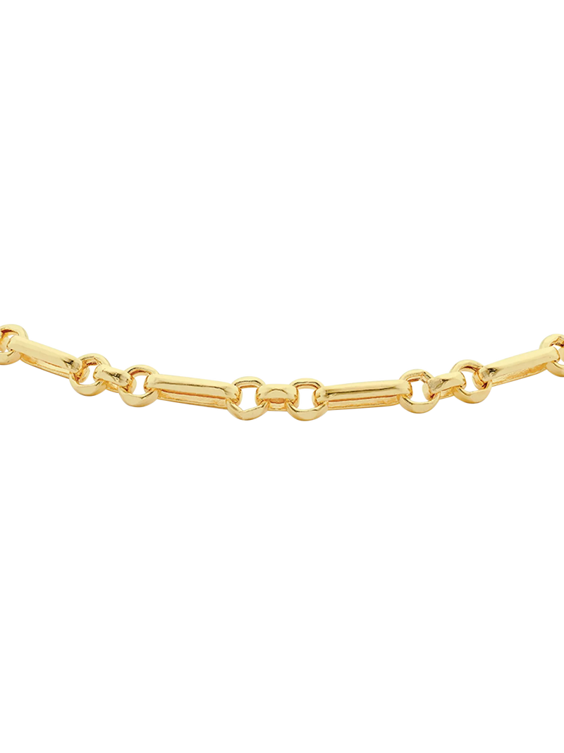IBB 18ct yellow gold diamond cut Figaro chain bracelet 19cm (British brand)