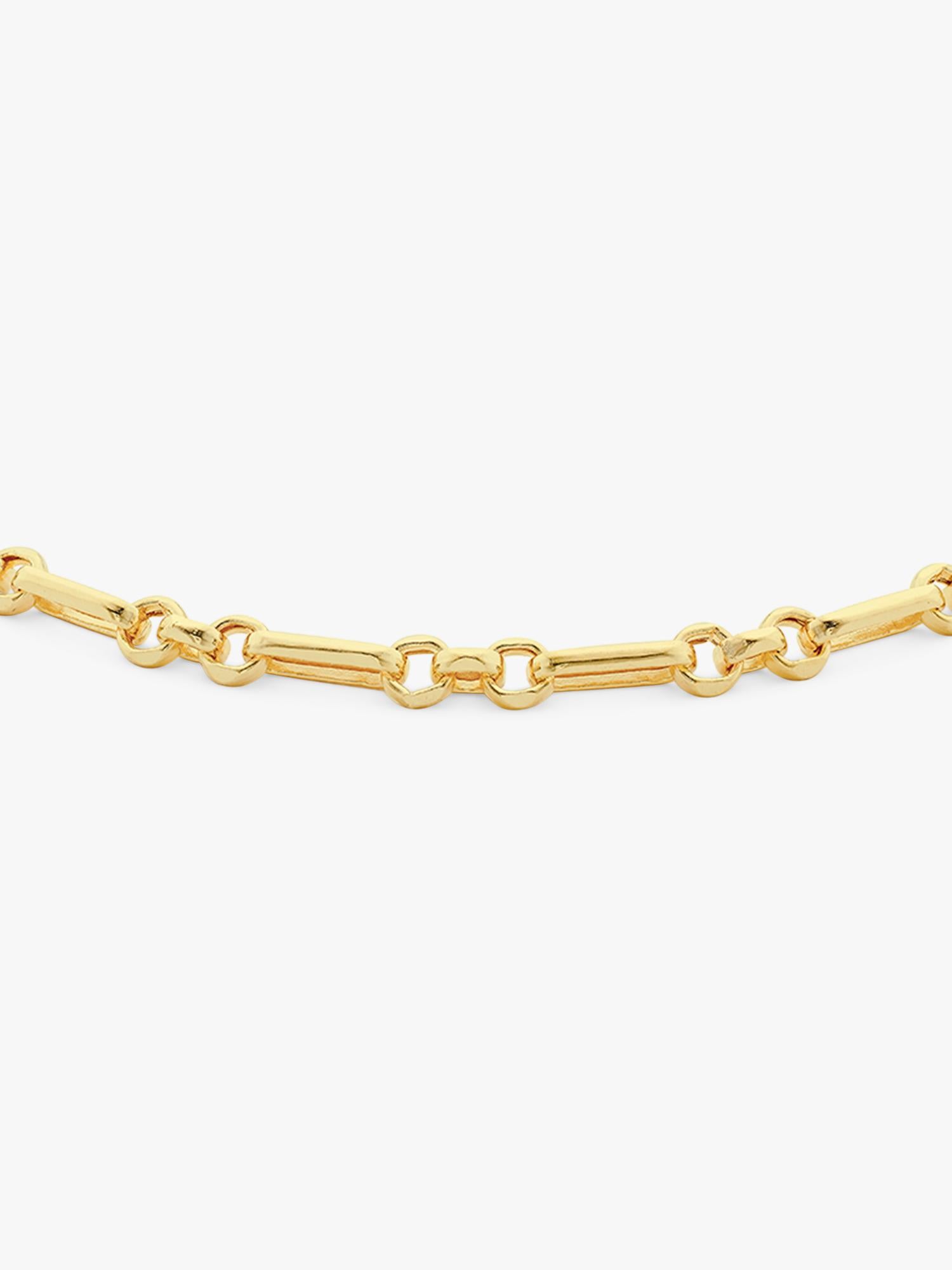 IBB 18ct yellow gold diamond cut Figaro chain bracelet 19cm (British brand)