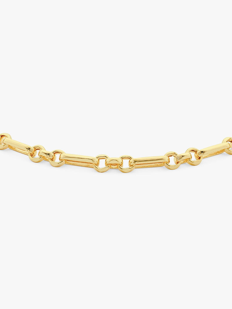 IBB 18ct yellow gold diamond cut Figaro chain bracelet 19cm (British brand)