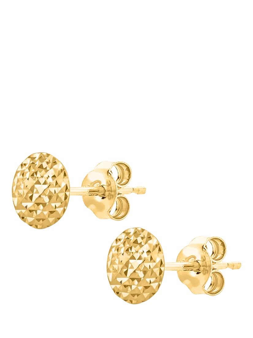 IBB 9ct yellow gold pyramid button stud earrings, UK version