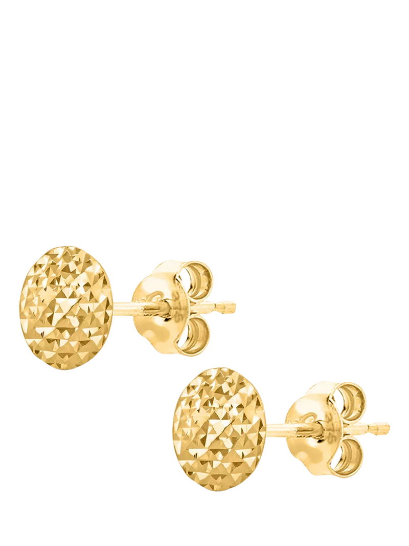 IBB 9ct yellow gold pyramid button stud earrings, UK version