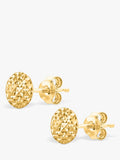 IBB 9ct yellow gold pyramid button stud earrings, UK version