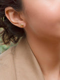 IBB 9ct yellow gold pyramid button stud earrings, UK version