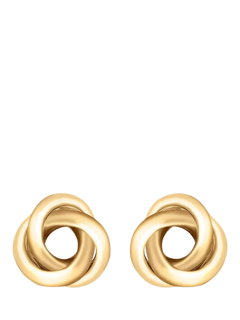 IBB 18ct yellow gold trinity knot stud earrings (British brand)