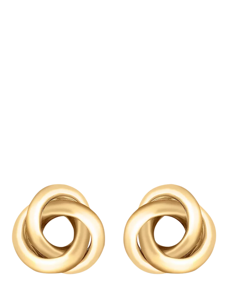IBB 18ct yellow gold trinity knot stud earrings (British brand)