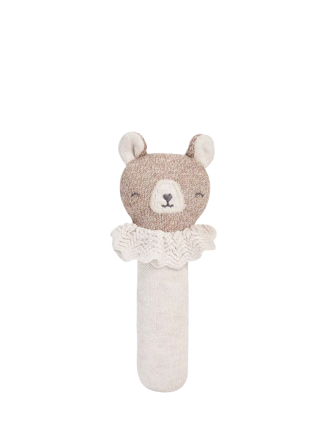 Avery Row Brave Bear organic cotton rattle soft toy, imported from the UK