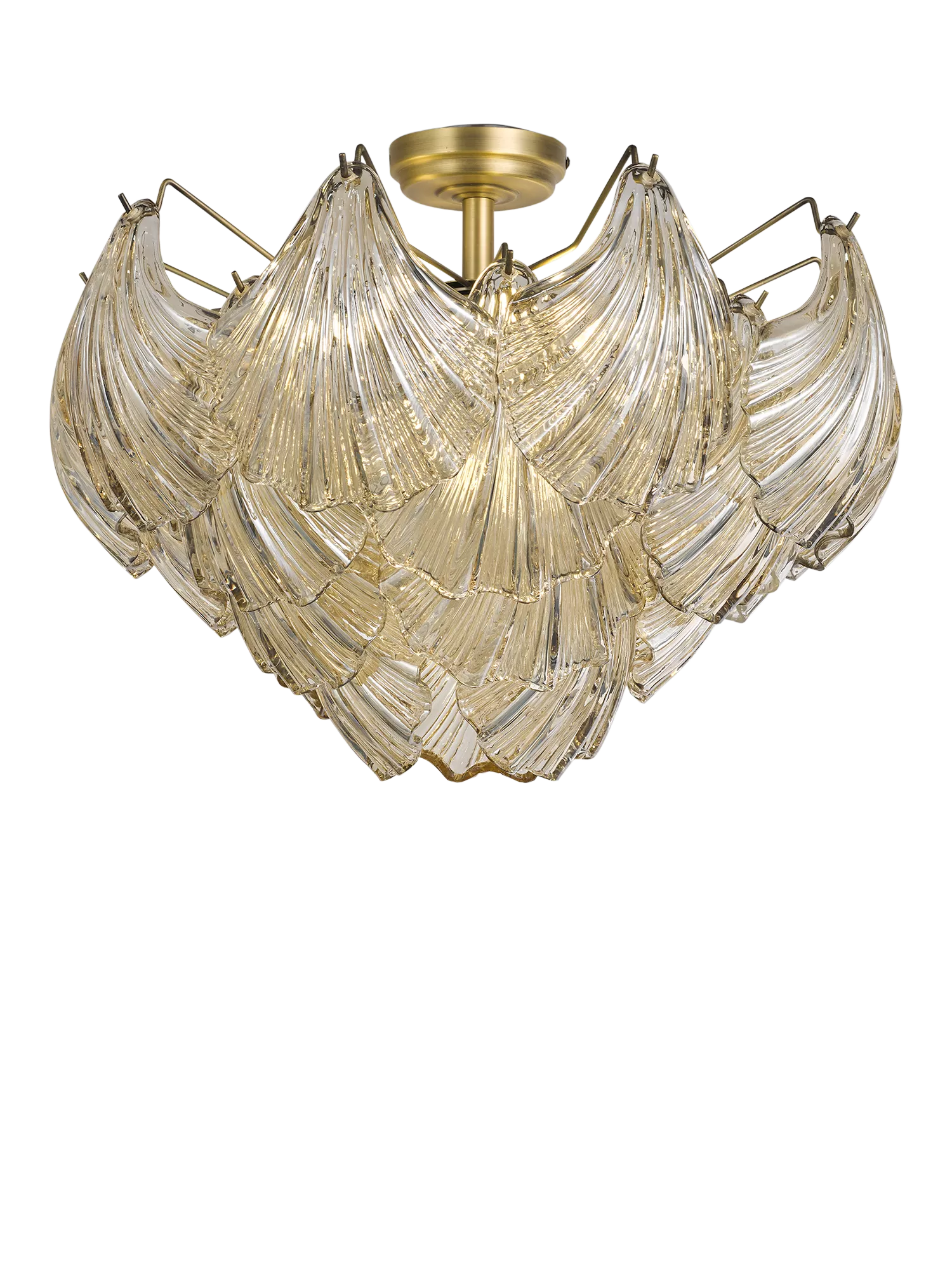 John Lewis Deco Shell glass semi flush ceiling light champagne, imported from the UK
