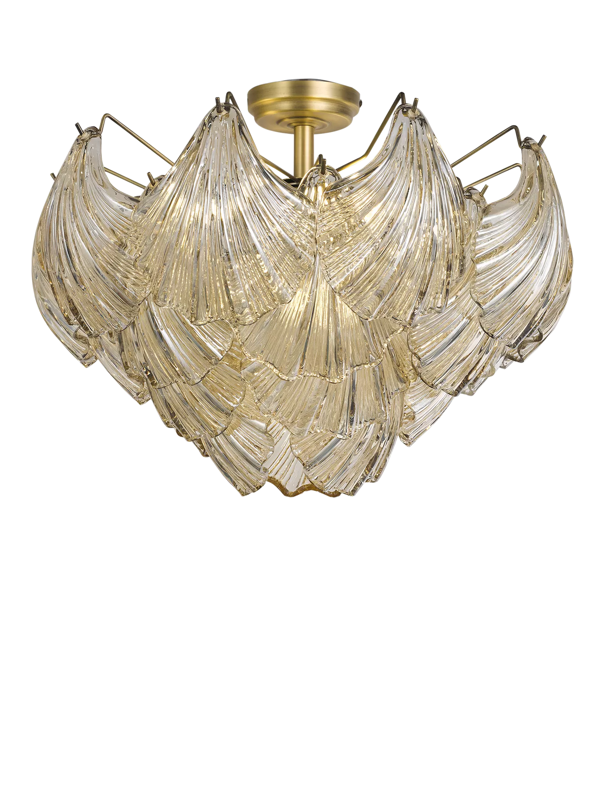 John Lewis Deco Shell glass semi flush ceiling light champagne, imported from the UK