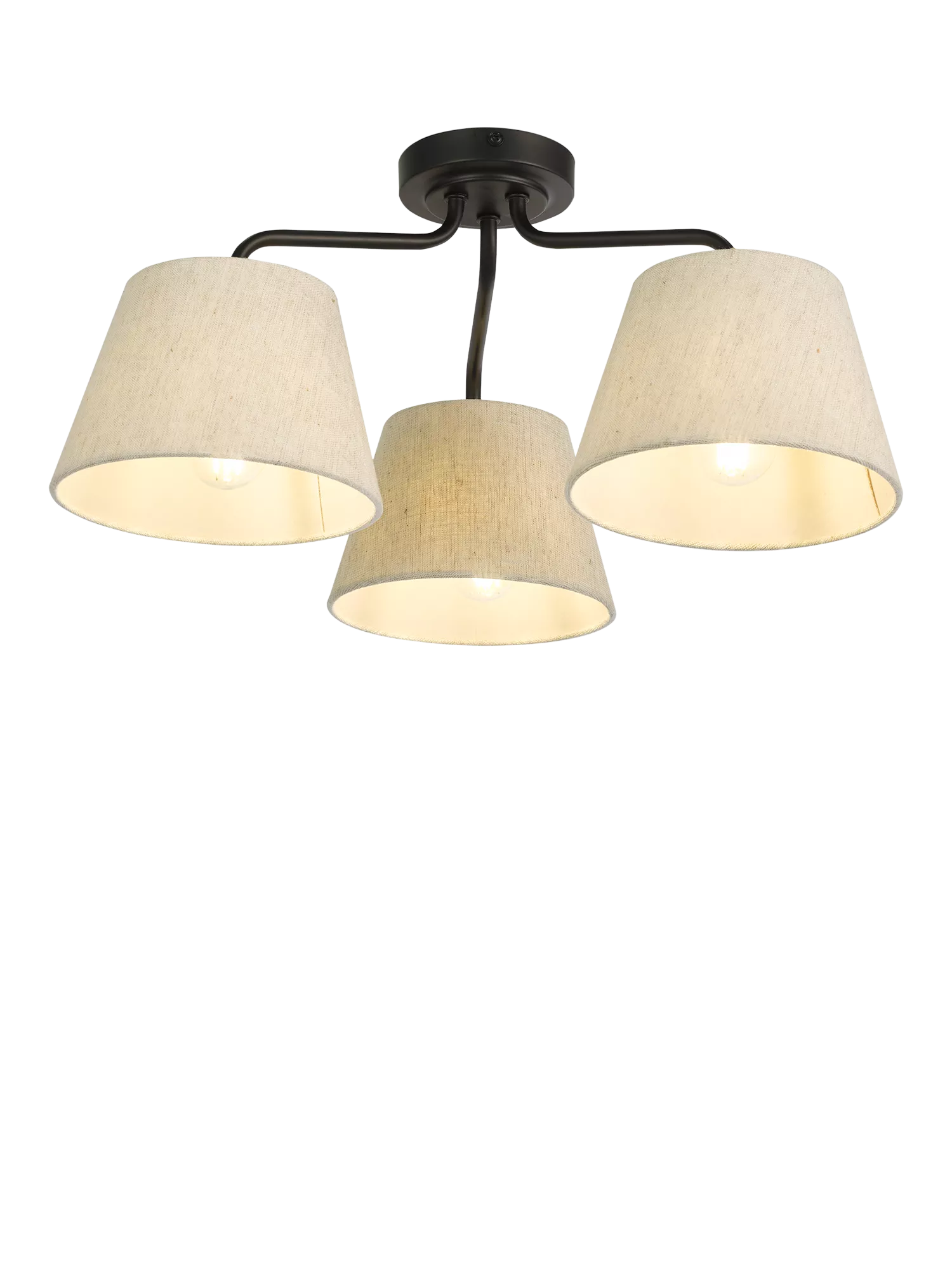 John Lewis Fulham 3 arm semi flush ceiling light with linen shades, UK version