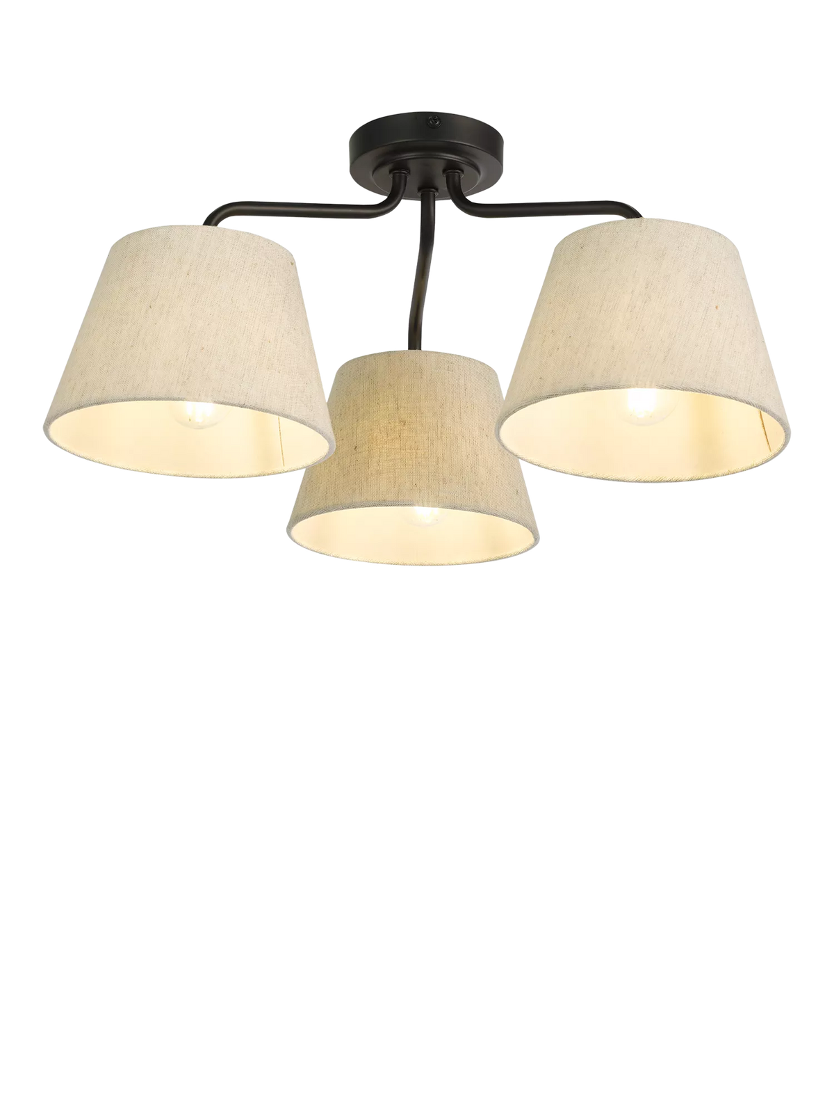John Lewis Fulham 3 arm semi flush ceiling light with linen shades, UK version